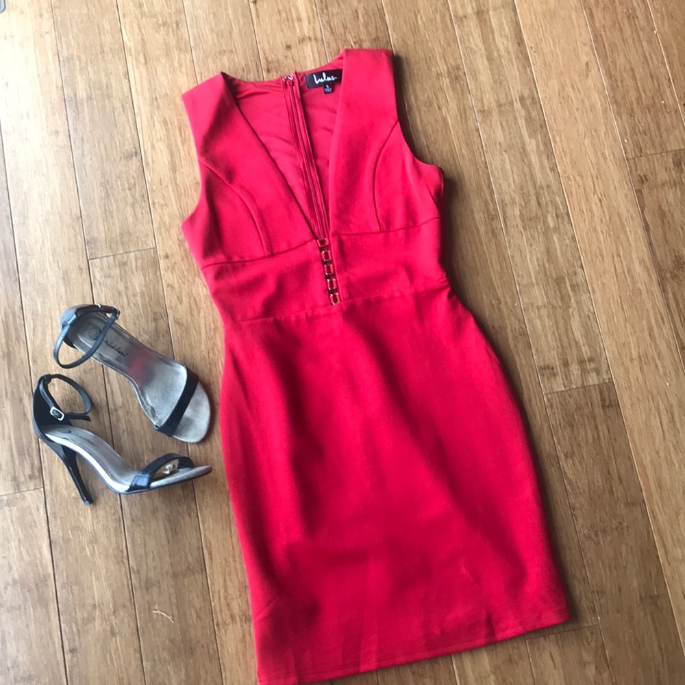 🆕 Lulus Red Sleeveless Bodycon Dress - Picture 7 of 8